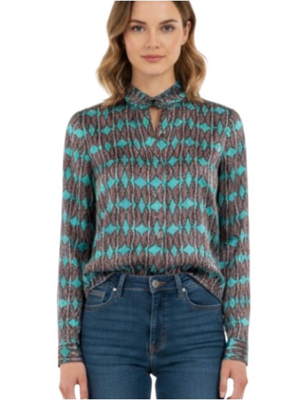 Carlisle Feather Print Shirt, New, Size 8